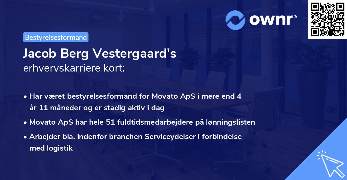 Jacob Berg Vestergaard's erhvervskarriere kort