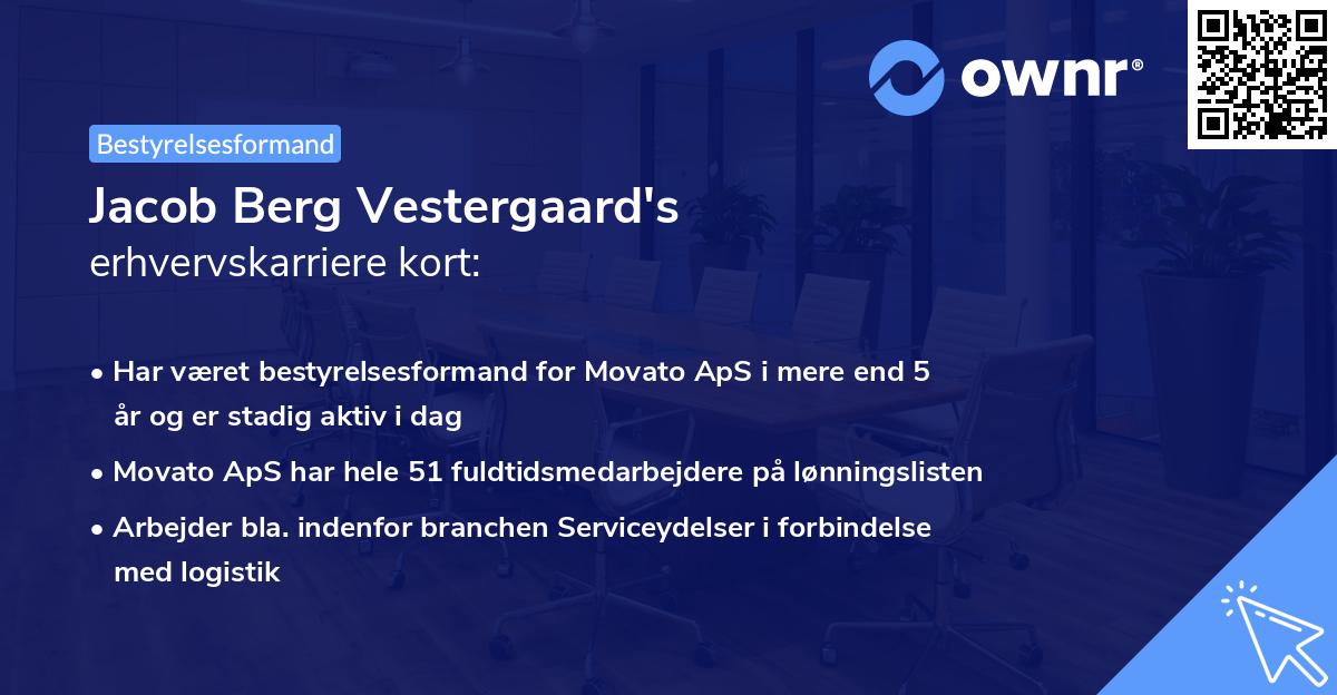 Jacob Berg Vestergaard's erhvervskarriere kort