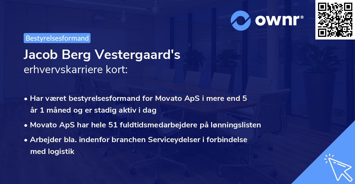 Jacob Berg Vestergaard's erhvervskarriere kort