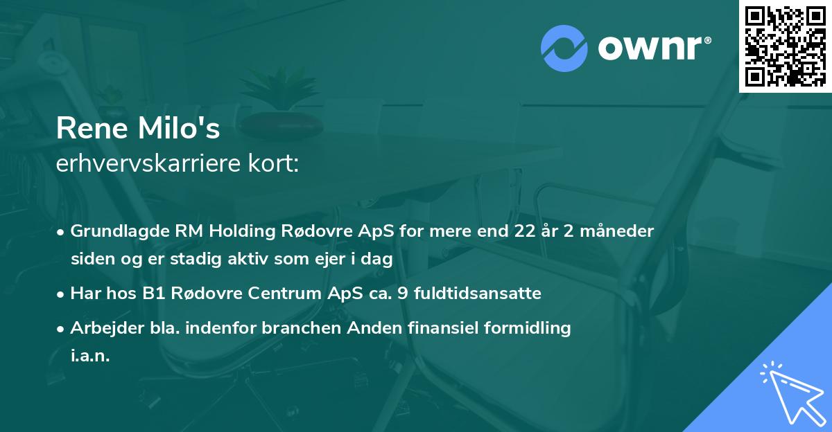 Rene Milo's erhvervskarriere kort