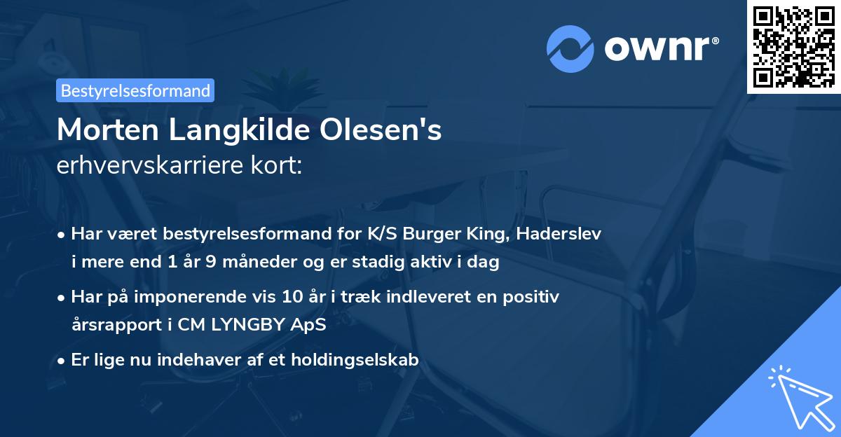 Morten Langkilde Olesen's erhvervskarriere kort