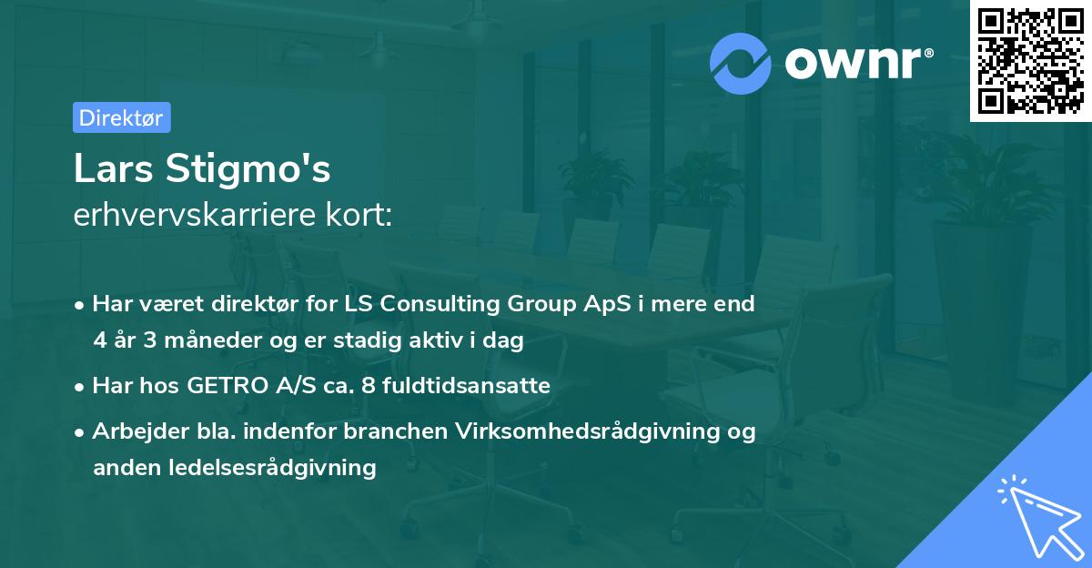 Lars Stigmo's erhvervskarriere kort