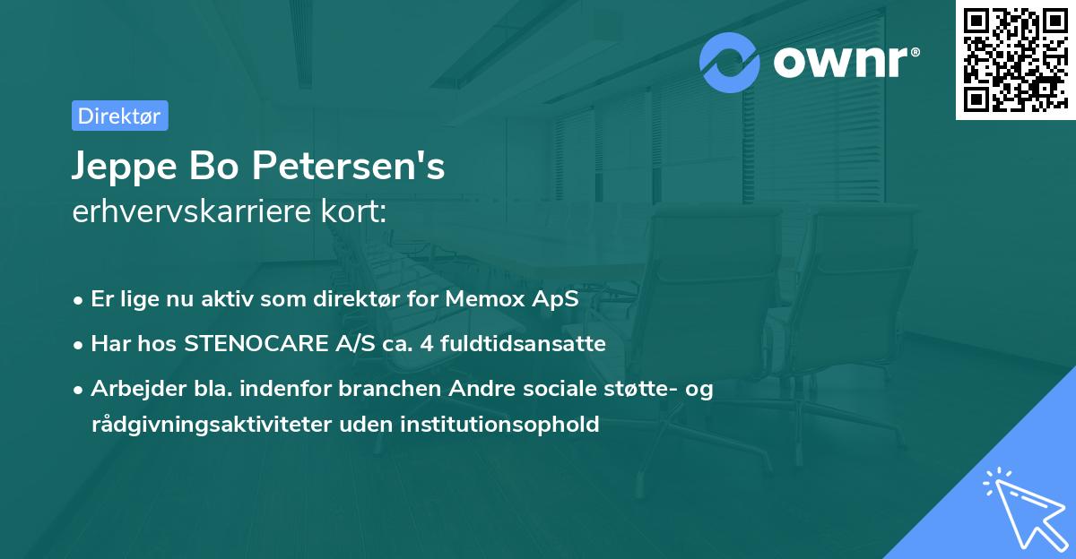 Jeppe Bo Petersen's erhvervskarriere kort