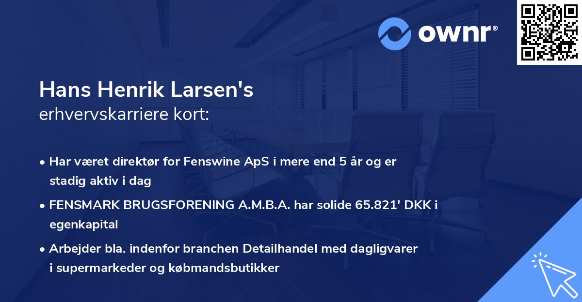 Hans Henrik Larsen's erhvervskarriere kort