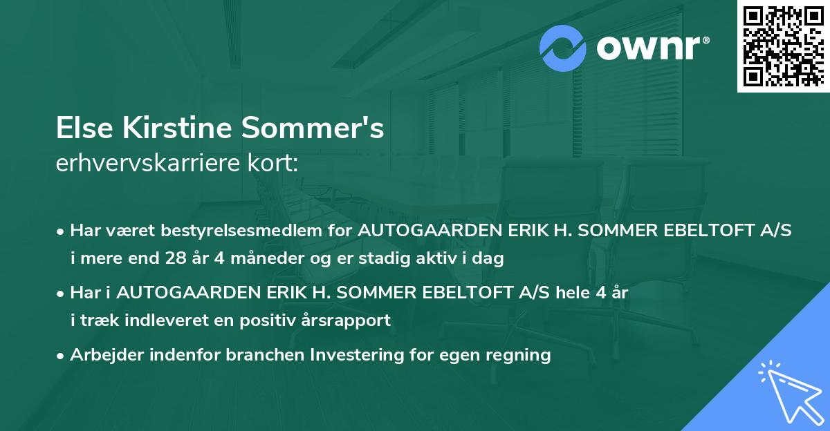 Else Kirstine Sommer's erhvervskarriere kort