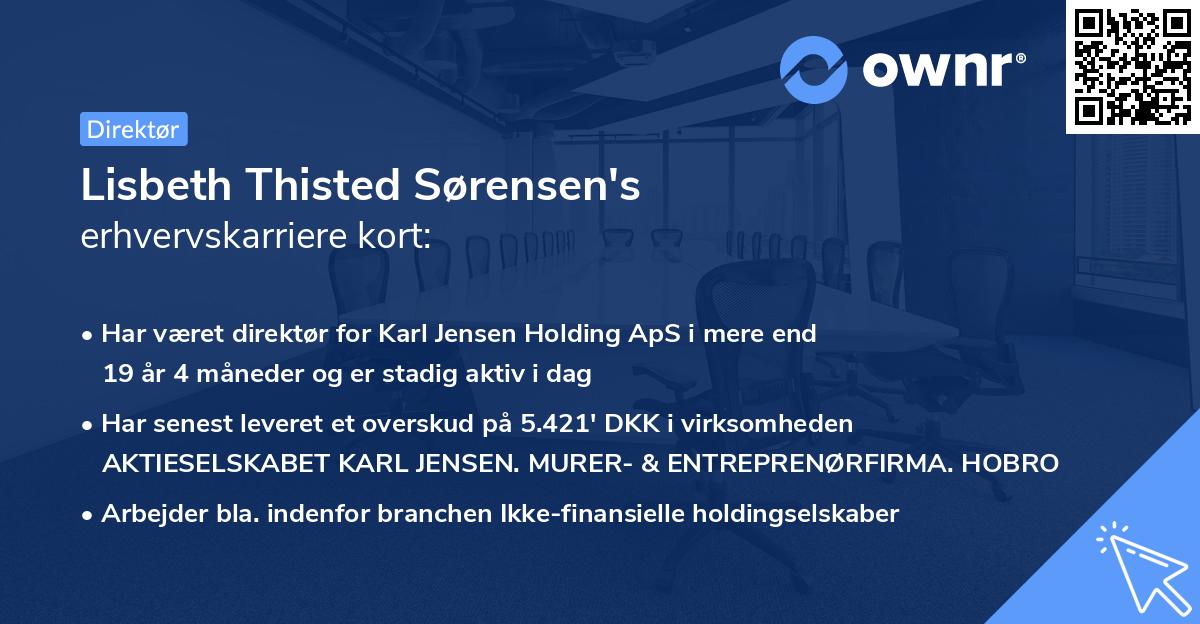Lisbeth Thisted Sørensen's erhvervskarriere kort