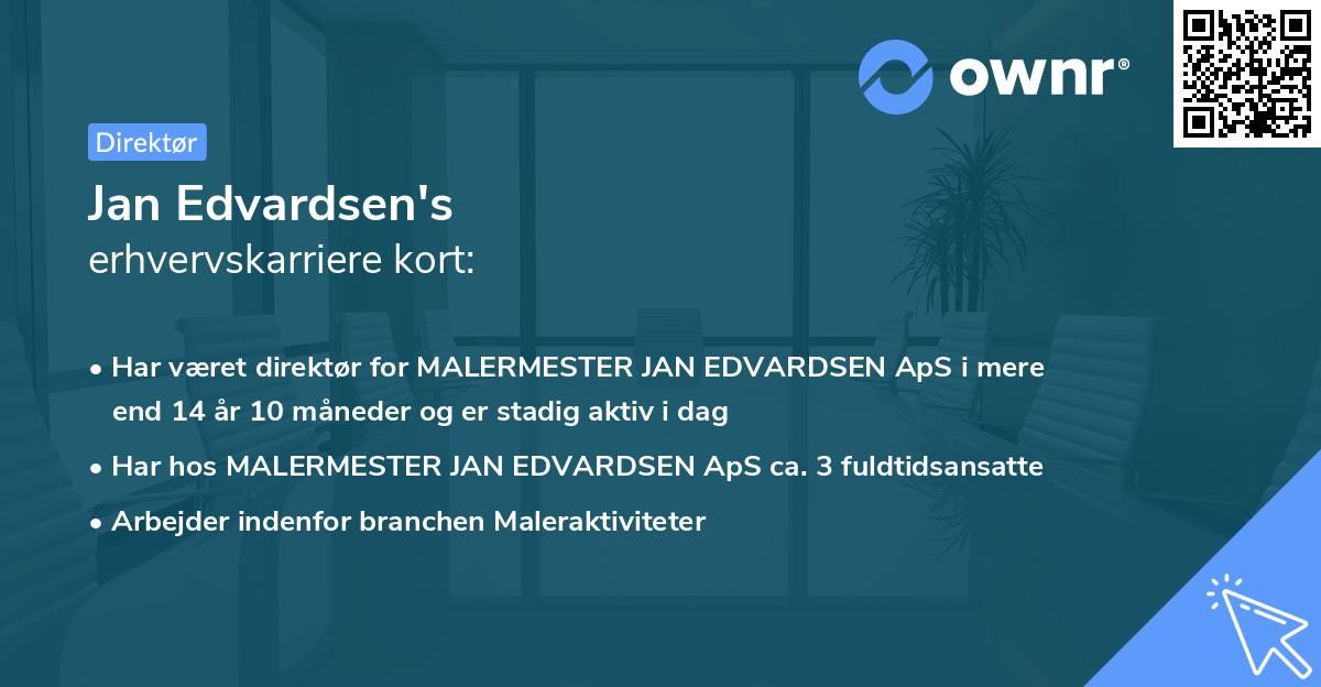 Jan Edvardsen's erhvervskarriere kort