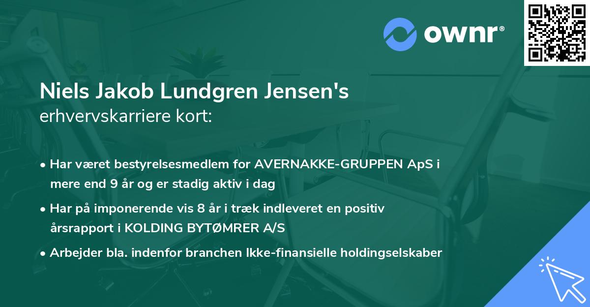 Niels Jakob Lundgren Jensen's erhvervskarriere kort