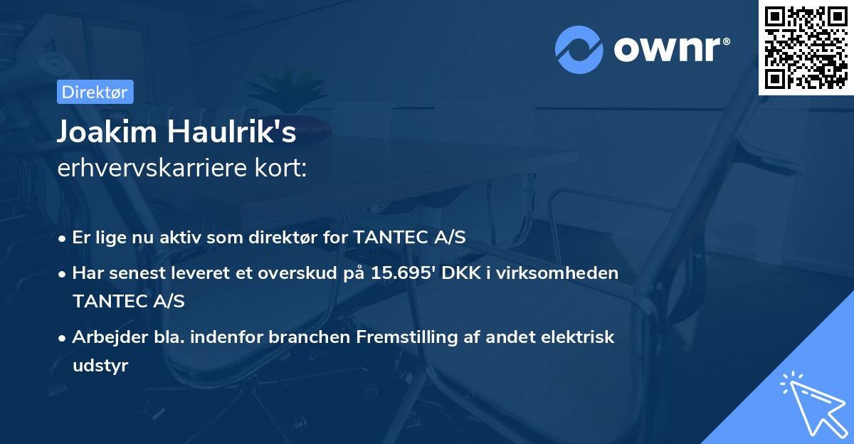 Joakim Haulrik's erhvervskarriere kort