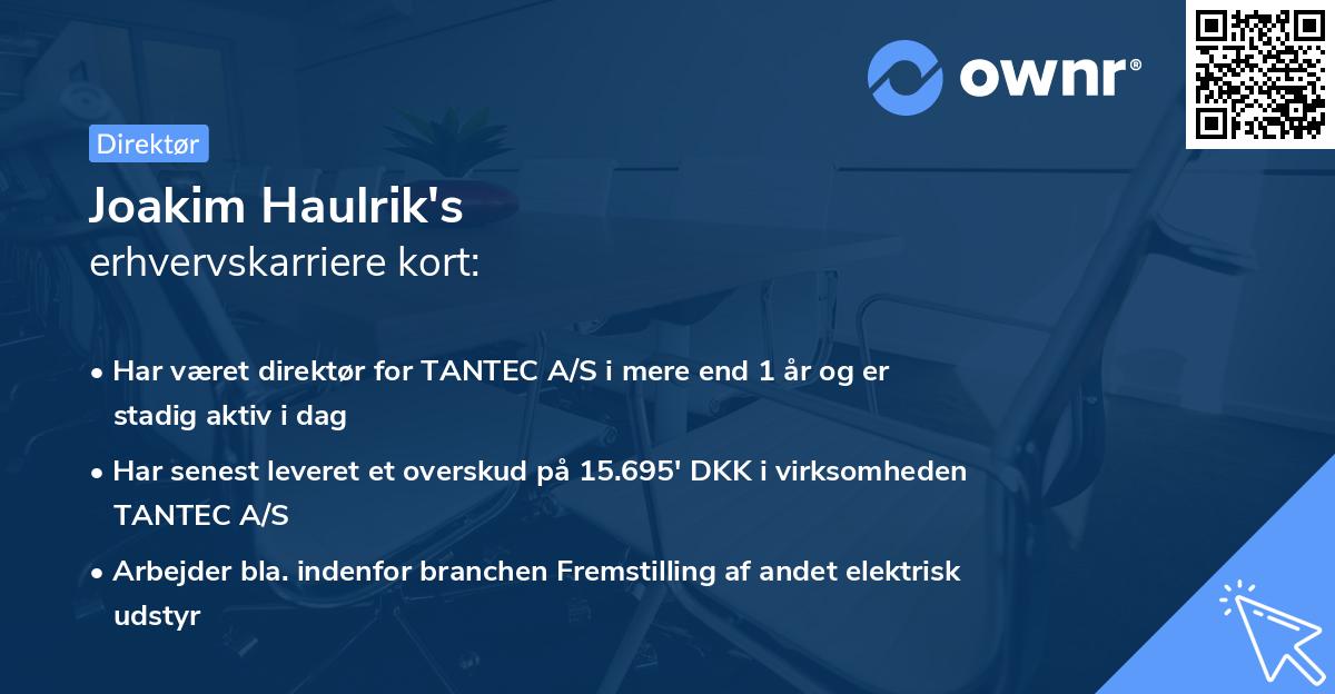 Joakim Haulrik's erhvervskarriere kort