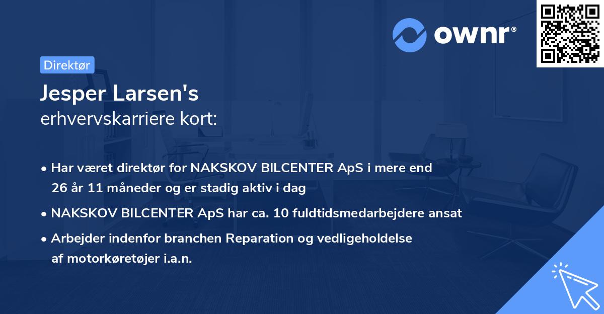 Jesper Larsen's erhvervskarriere kort