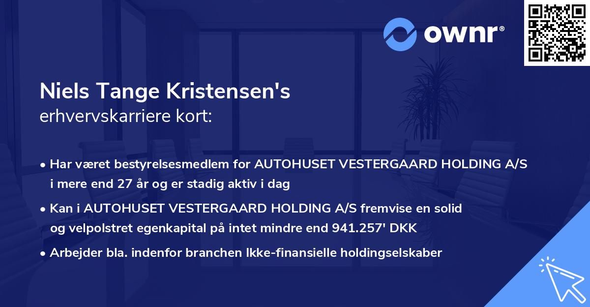 Niels Tange Kristensen's erhvervskarriere kort