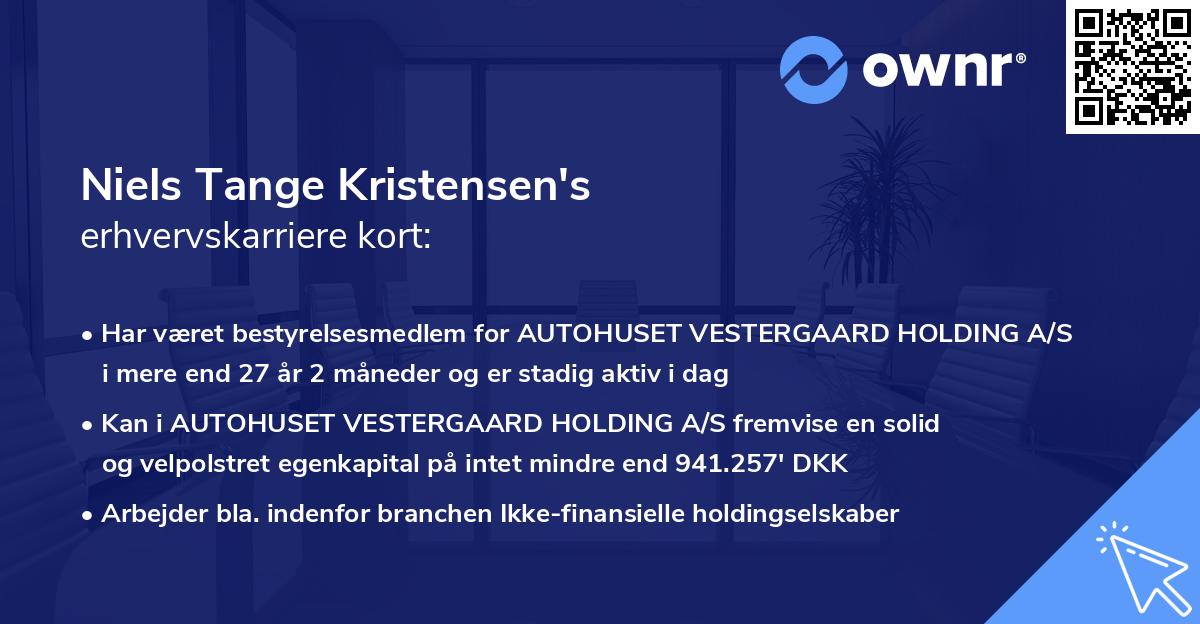 Niels Tange Kristensen's erhvervskarriere kort