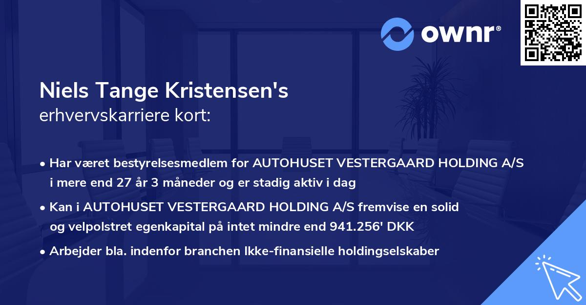Niels Tange Kristensen's erhvervskarriere kort