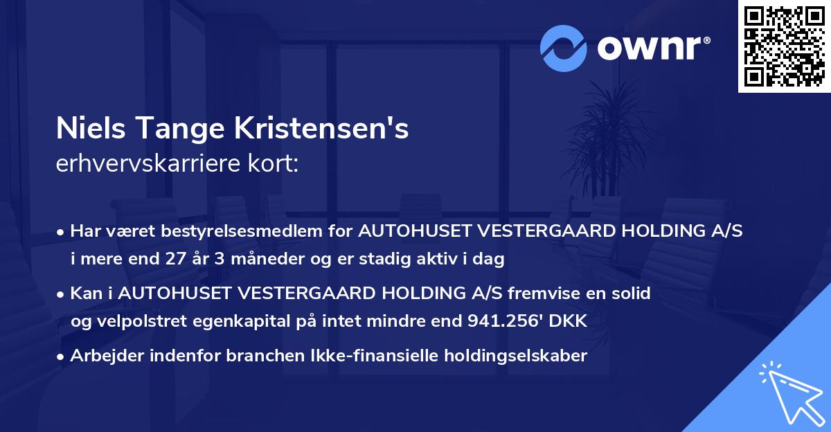 Niels Tange Kristensen's erhvervskarriere kort