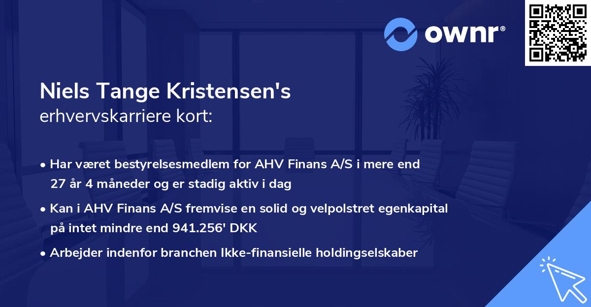Niels Tange Kristensen's erhvervskarriere kort