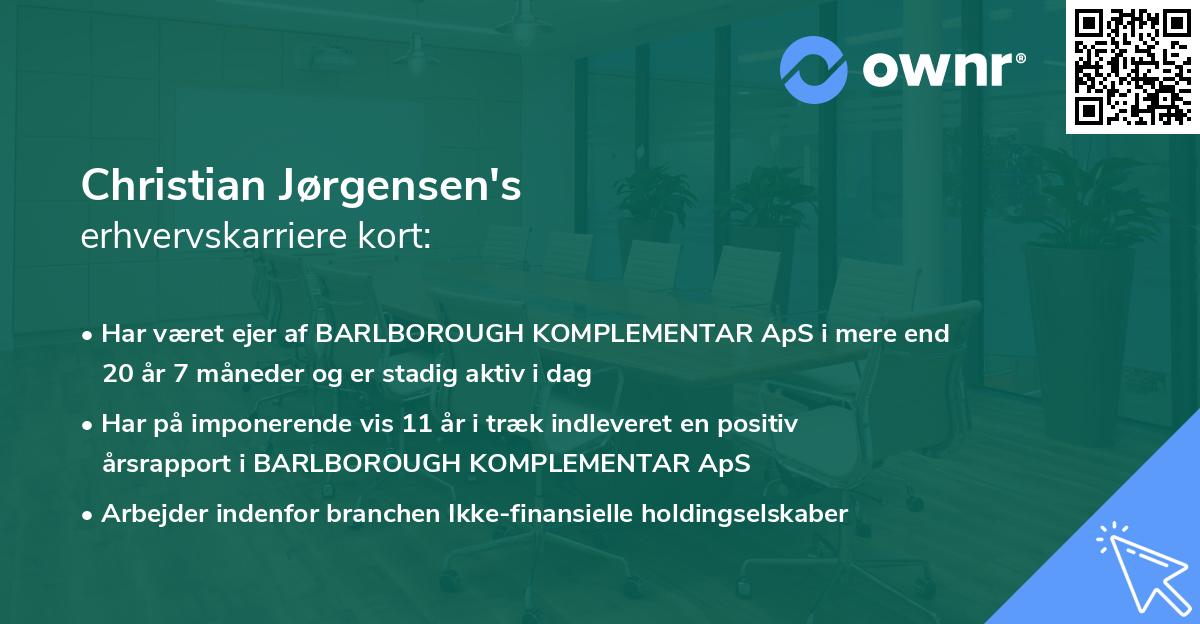 Christian Jørgensen's erhvervskarriere kort
