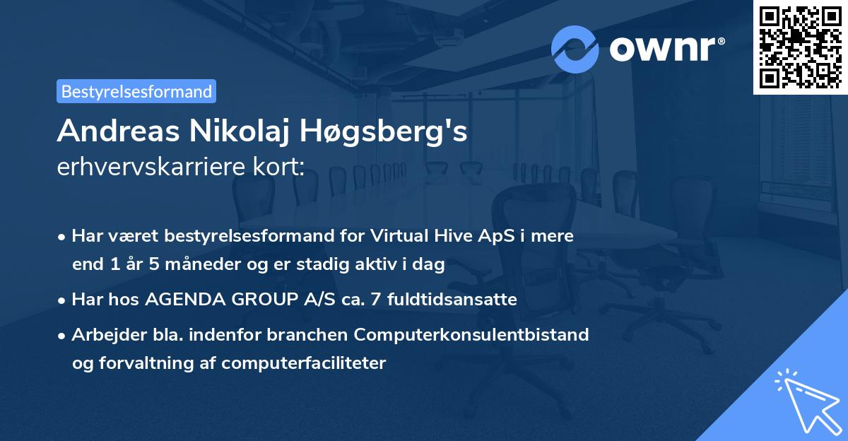 Andreas Nikolaj Høgsberg's erhvervskarriere kort