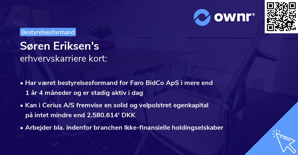 Søren Eriksen's erhvervskarriere kort