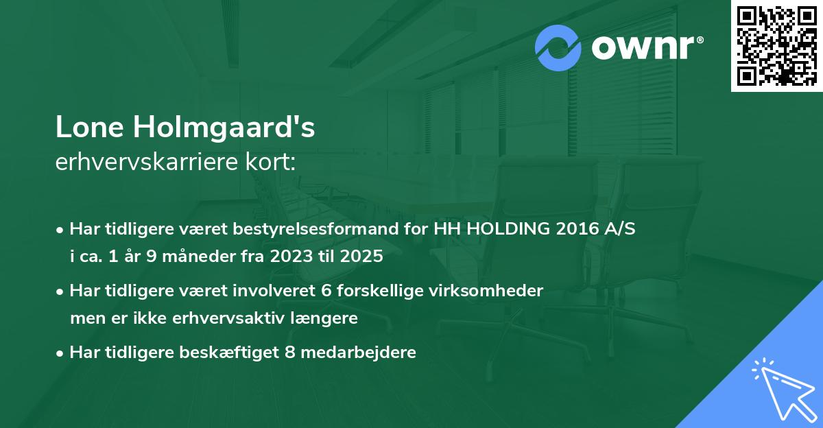 Lone Holmgaard's erhvervskarriere kort