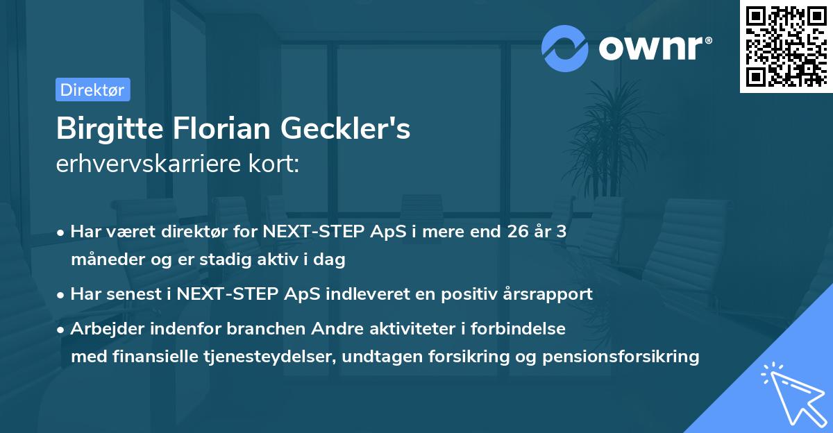 Birgitte Florian Geckler's erhvervskarriere kort