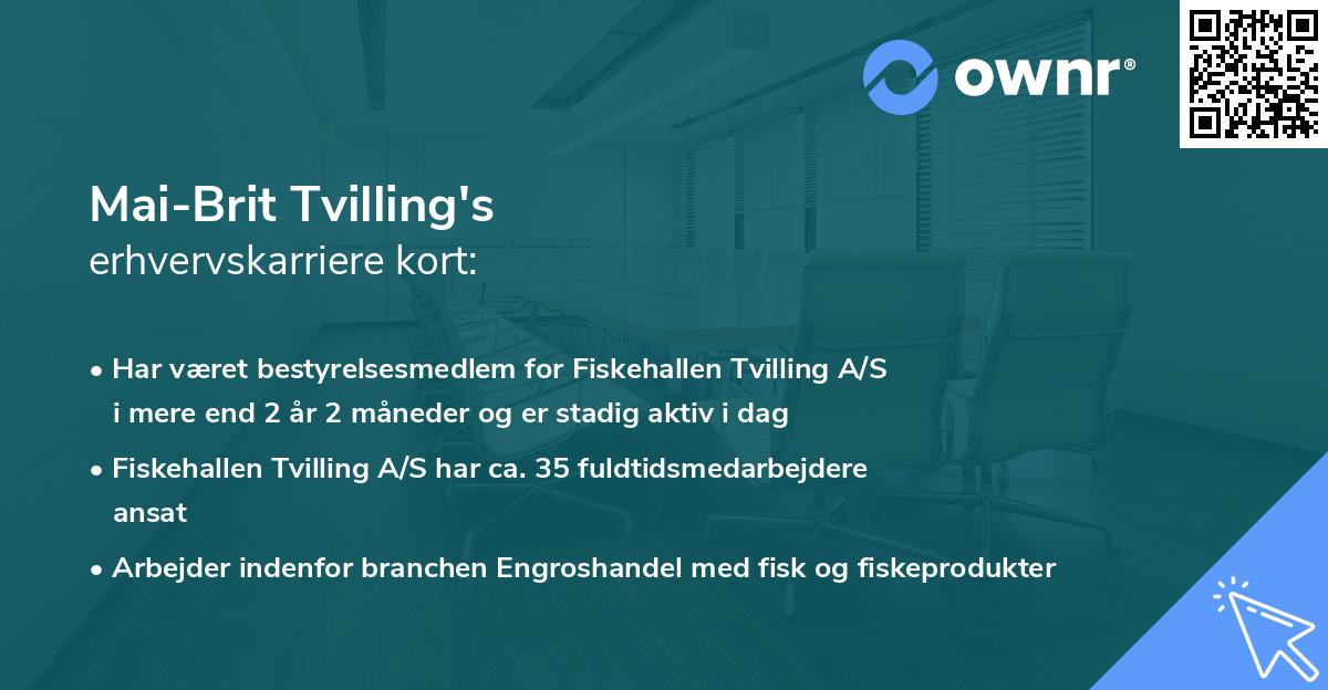 Mai-Brit Tvilling's erhvervskarriere kort