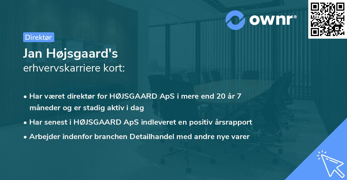 Jan Højsgaard's erhvervskarriere kort