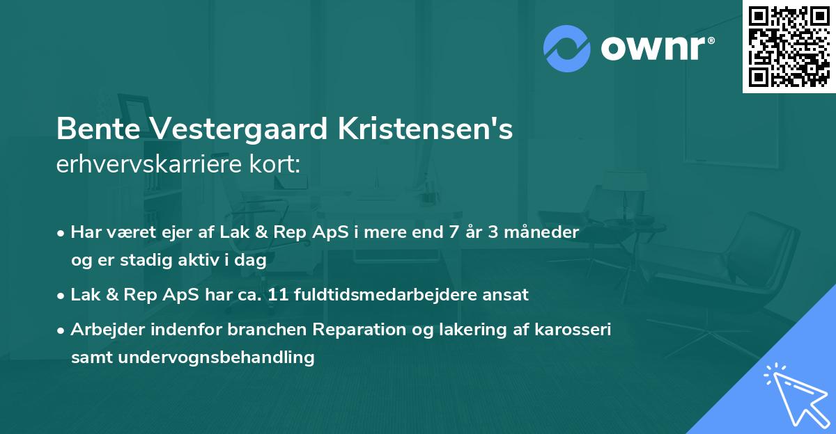 Bente Vestergaard Kristensen's erhvervskarriere kort
