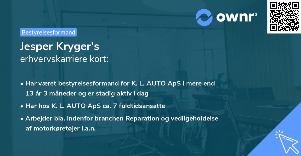 Jesper Kryger's erhvervskarriere kort