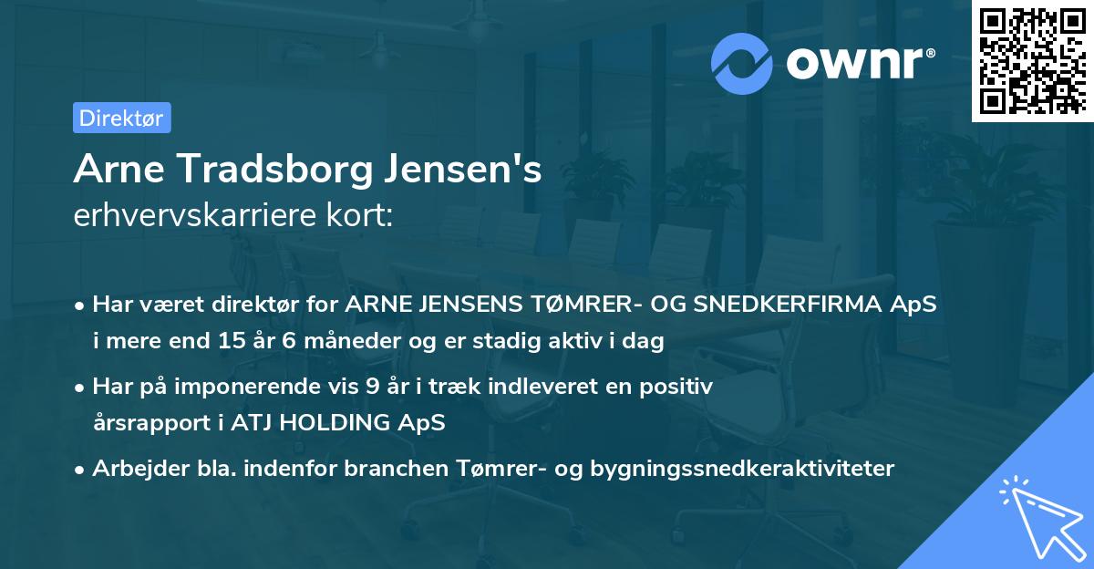 Arne Tradsborg Jensen's erhvervskarriere kort
