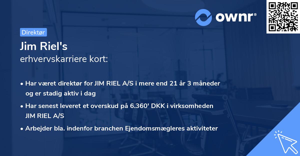 Jim Riel's erhvervskarriere kort