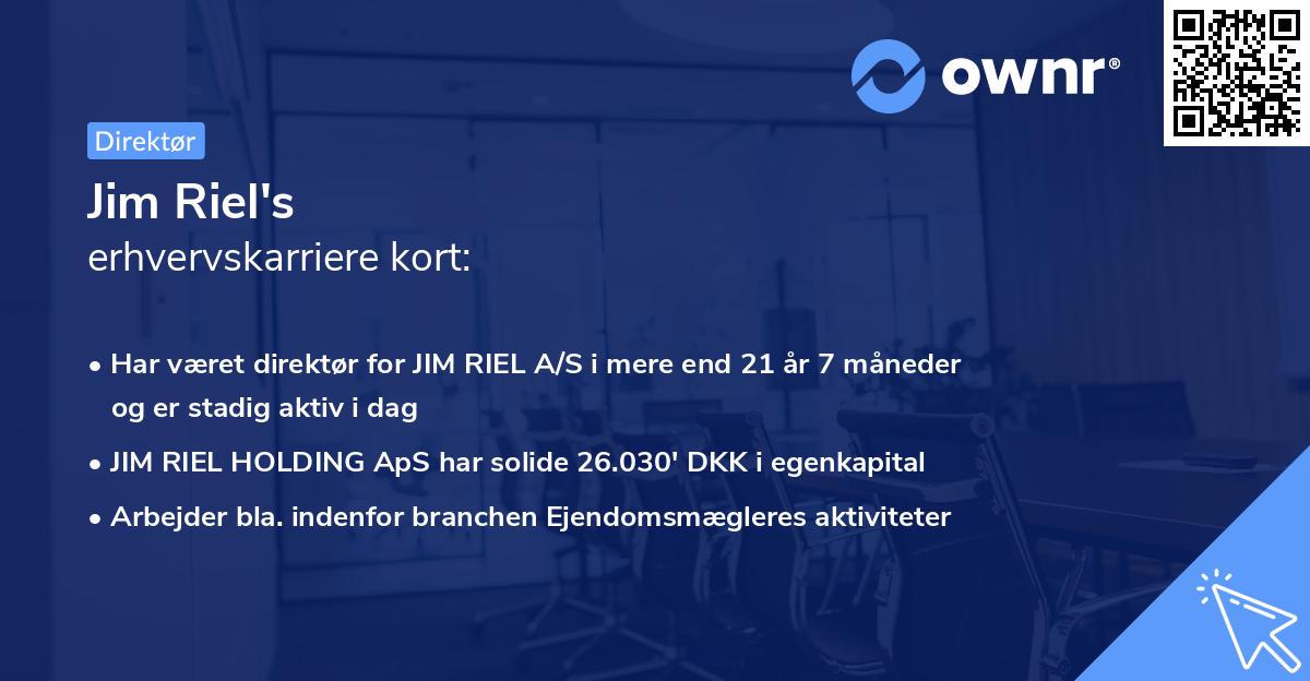 Jim Riel's erhvervskarriere kort