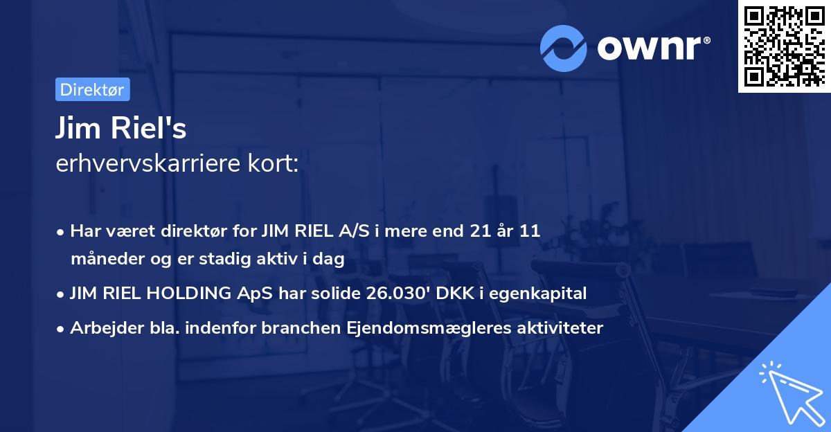Jim Riel's erhvervskarriere kort