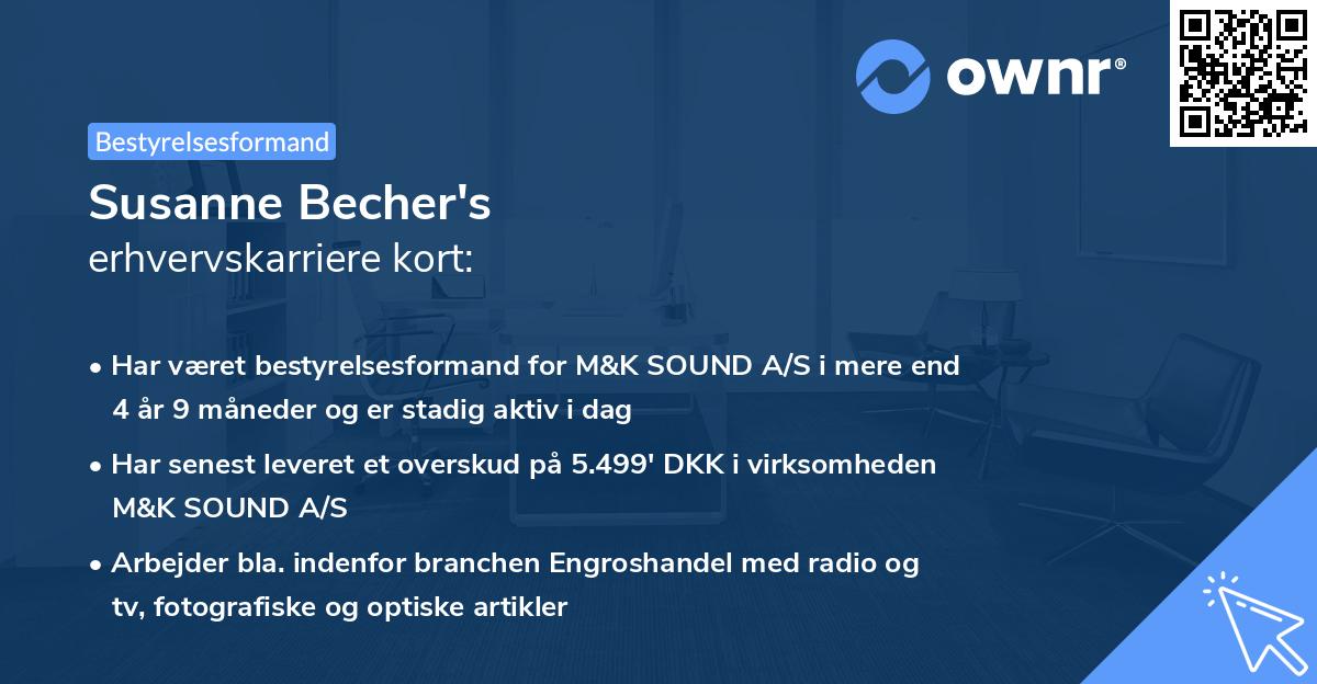 Susanne Becher's erhvervskarriere kort