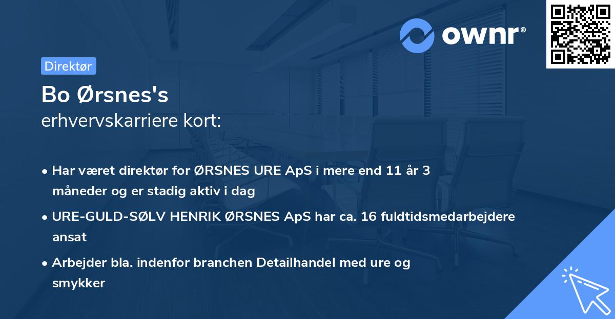 Bo Ørsnes's erhvervskarriere kort