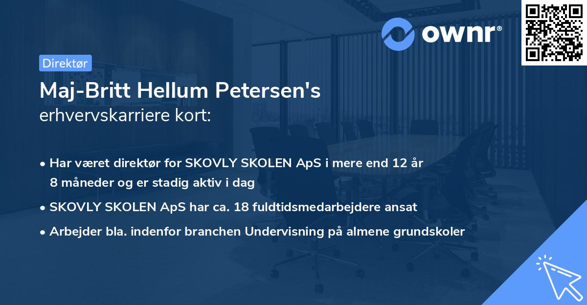 Maj-Britt Hellum Petersen's erhvervskarriere kort