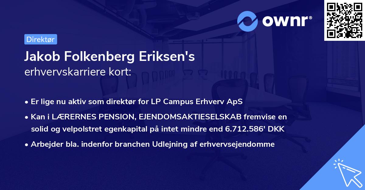 Jakob Folkenberg Eriksen's erhvervskarriere kort