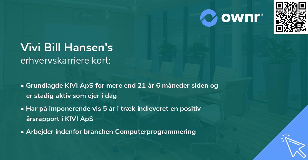 Vivi Bill Hansen's erhvervskarriere kort