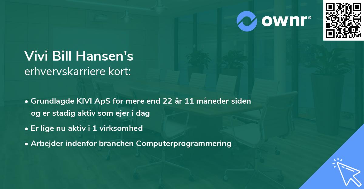 Vivi Bill Hansen's erhvervskarriere kort