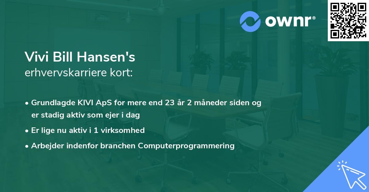 Vivi Bill Hansen's erhvervskarriere kort