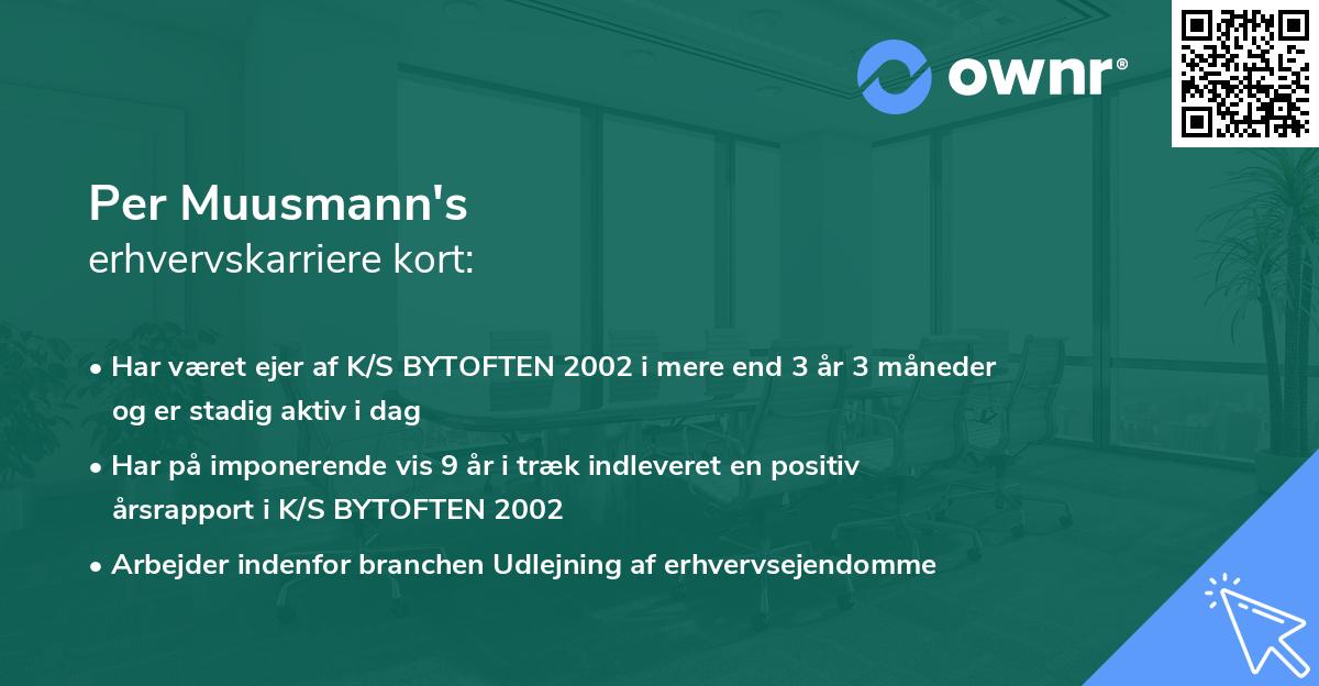 Per Muusmann's erhvervskarriere kort