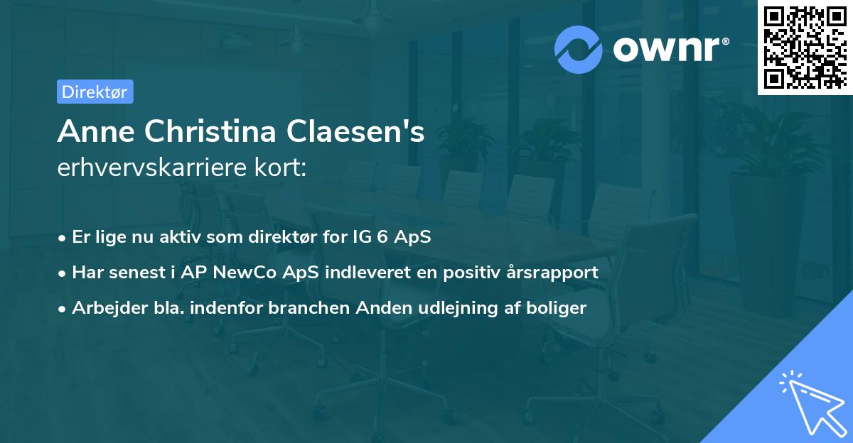 Anne Christina Claesen's erhvervskarriere kort