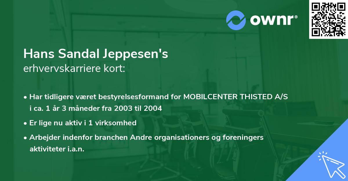 Hans Sandal Jeppesen's erhvervskarriere kort