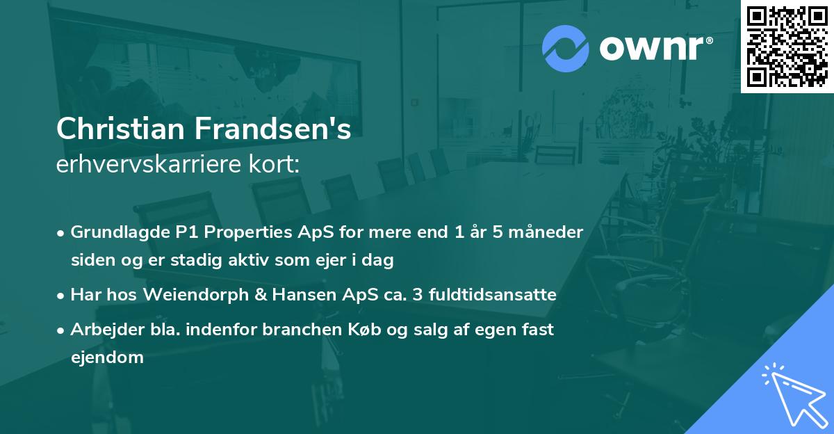 Christian Frandsen's erhvervskarriere kort