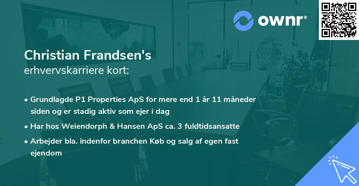 Christian Frandsen's erhvervskarriere kort