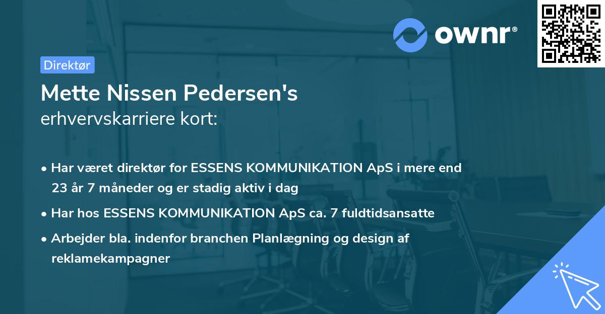 Mette Nissen Pedersen's erhvervskarriere kort