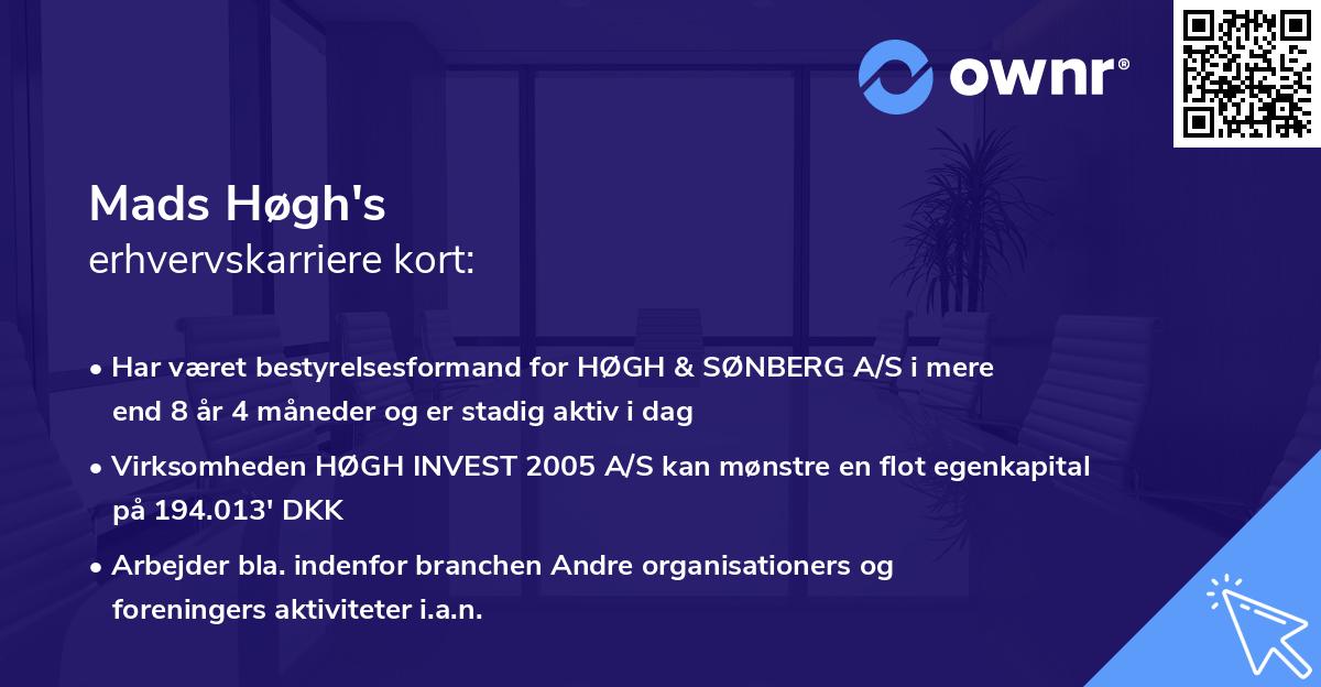 Mads Høgh's erhvervskarriere kort