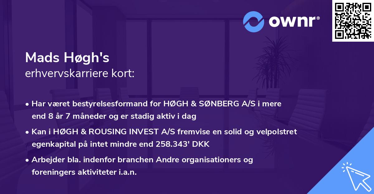 Mads Høgh's erhvervskarriere kort