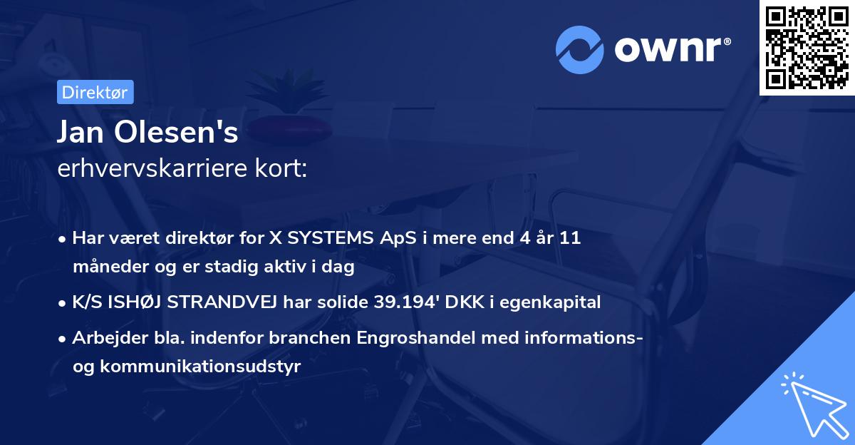 Jan Olesen's erhvervskarriere kort