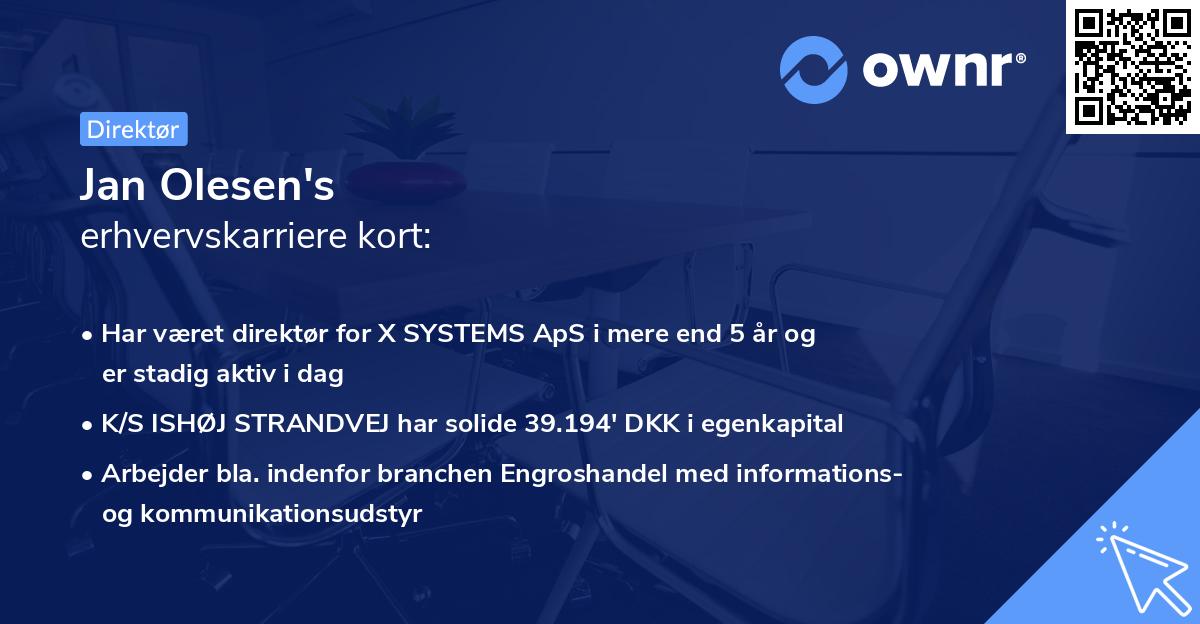 Jan Olesen's erhvervskarriere kort
